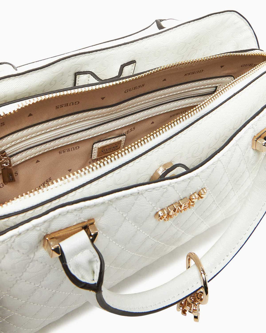 Guess Betula Çift Manyetik Kapaklı Satchel El Çantası White