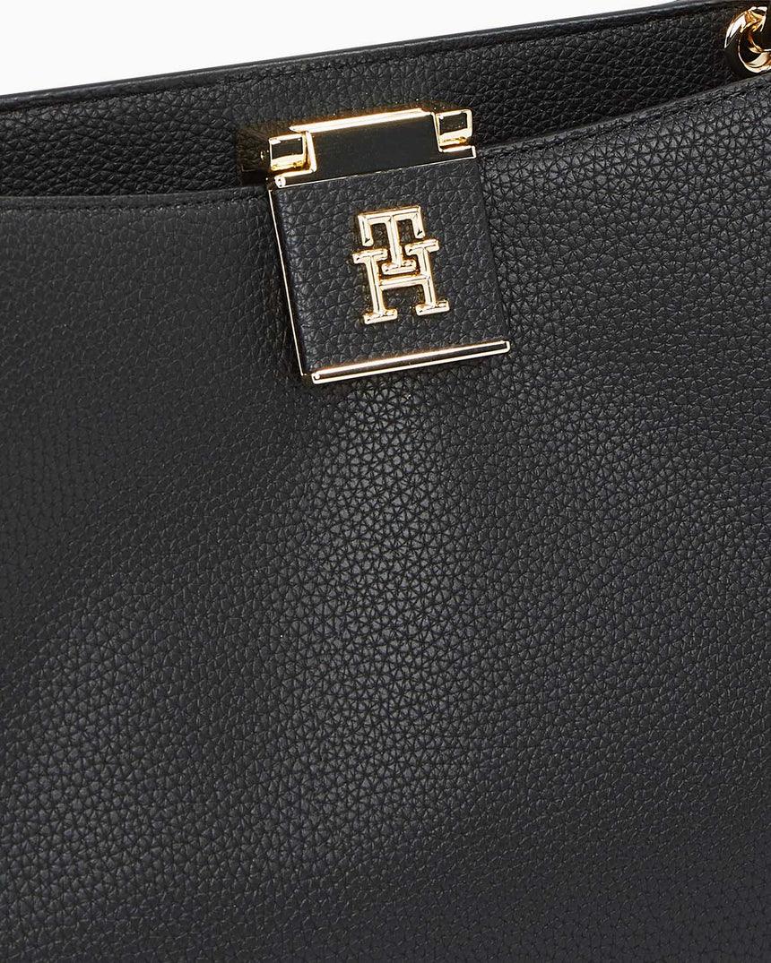 Tommy Hilfiger Logo Detaylı Mini Tote El Çantası Black