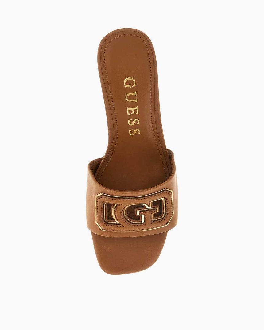 Guess Gals Logolu Topuklu Sandalet Tan