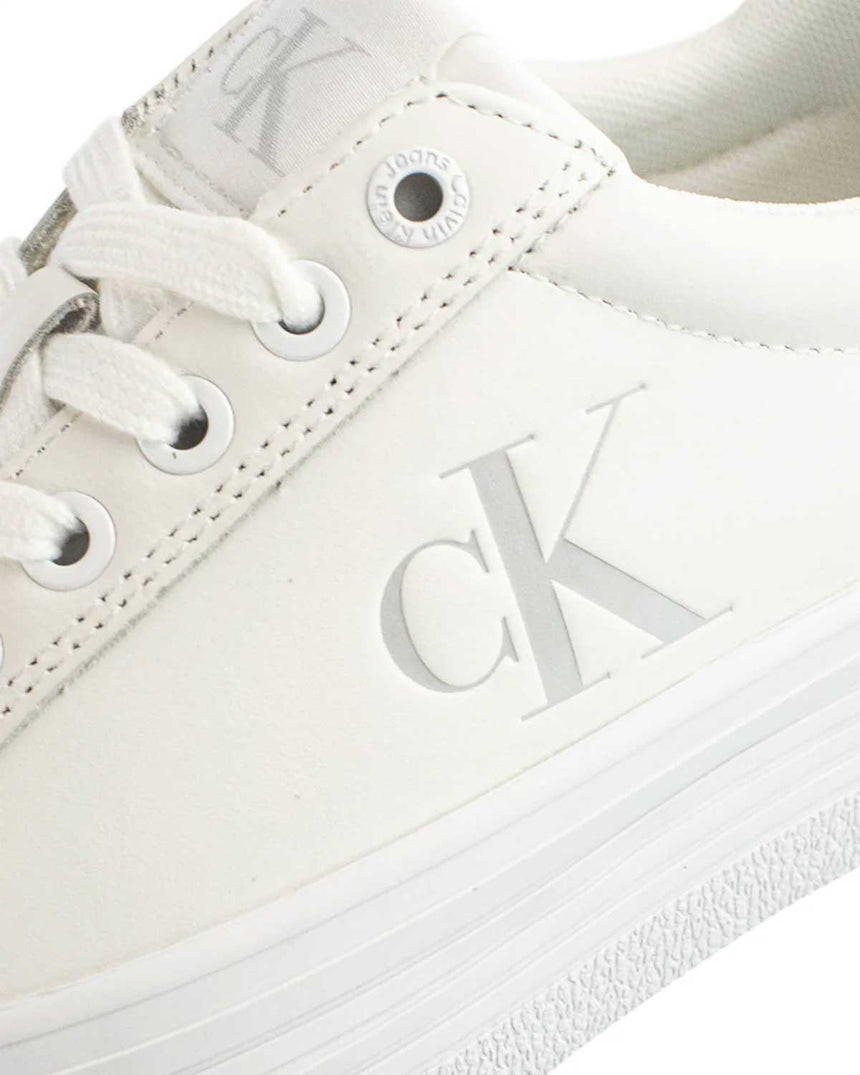Calvin Klein Jeans Bold Flatform Lace Up Sneakers Bright White/Silver