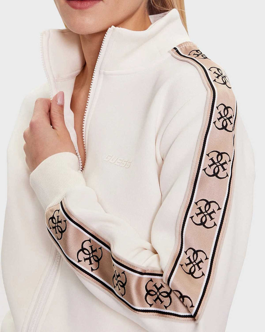 Guess Britney Logo Şeritli Fermuarlı Sweatshirt