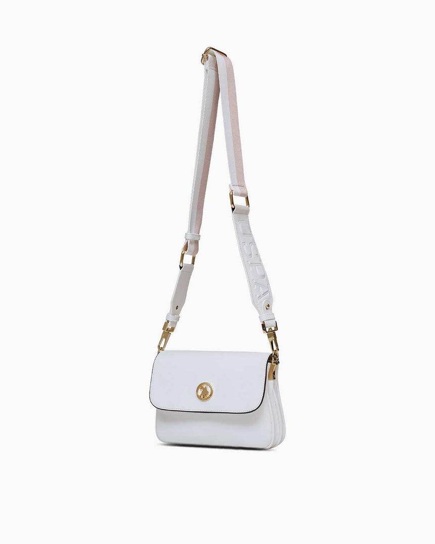 Us Polo Assn Mıknatıs Kapaklı Çapraz Askılı Çanta Beyaz