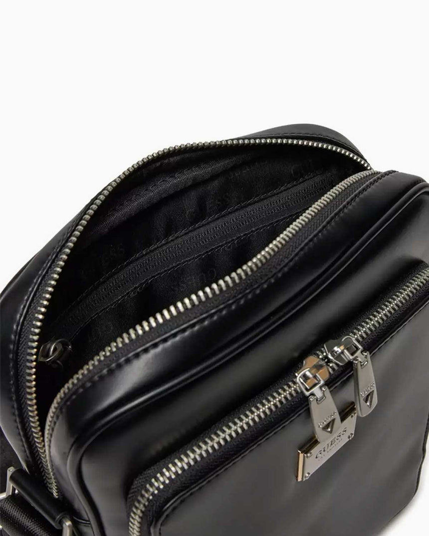 Guess Milano Compact Logolu Çapraz Askılı Çanta Black
