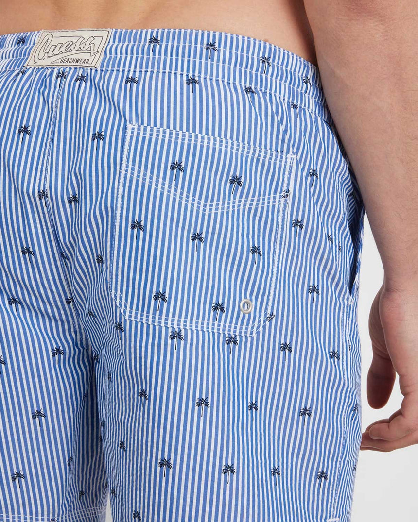 Guess Swimtrunk Bottoms Deniz Şortu Palm White And Blue