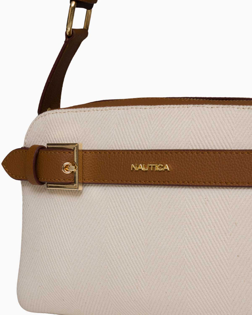 Nautica Logolu Omuz Çantası Bej - Taba