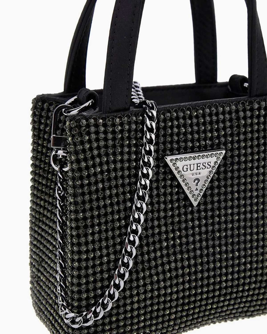 Guess Lua Mini Tote Taşlı El Çantası Black