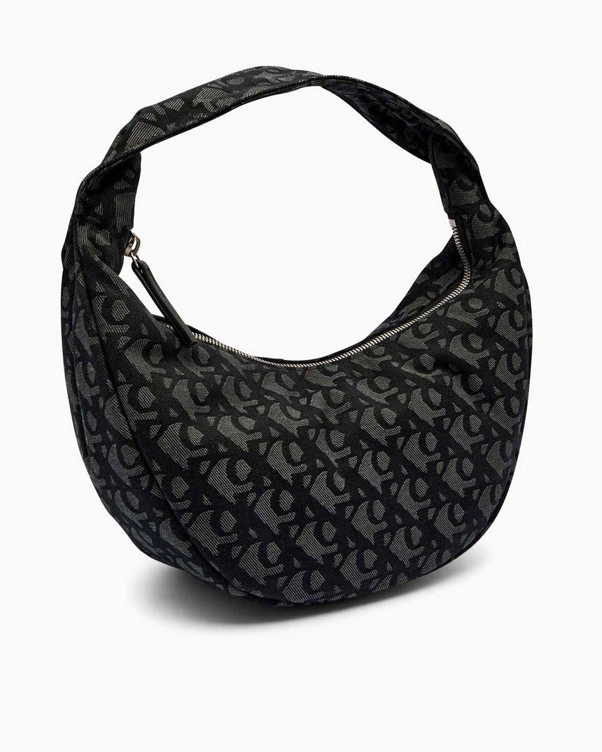 Calvin Klein Monogram Desenli Sıkıştırılmış Kadın Omuz Çantası Black