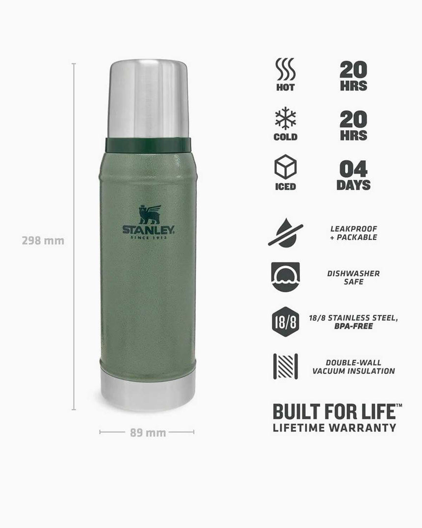 Stanley Efsane Klasik Seri-0.75 Litre Vakumlu Çelik Termos Hammertone Green