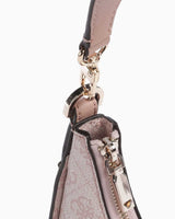 Guess Noreen Top Zip Monogram Omuz Çantası Dusty Rose Logo