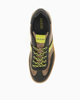 Guess Nola Monogram Baskılı Sneaker Brown Beige Lime