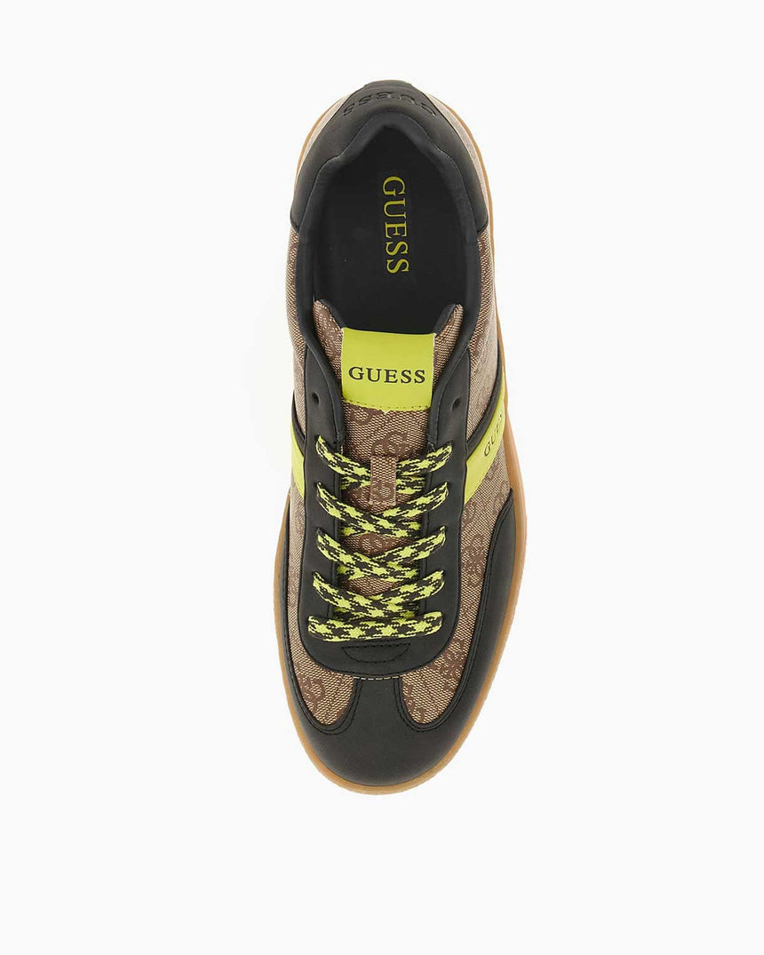 Guess Nola Monogram Baskılı Sneaker Brown Beige Lime