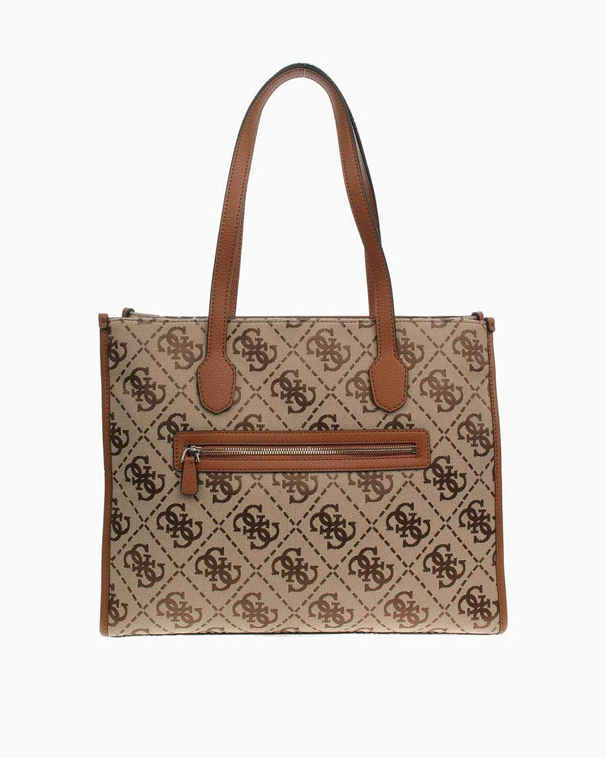 Guess Silvana Girlfriend Kadın Tote Çanta Latte Logo