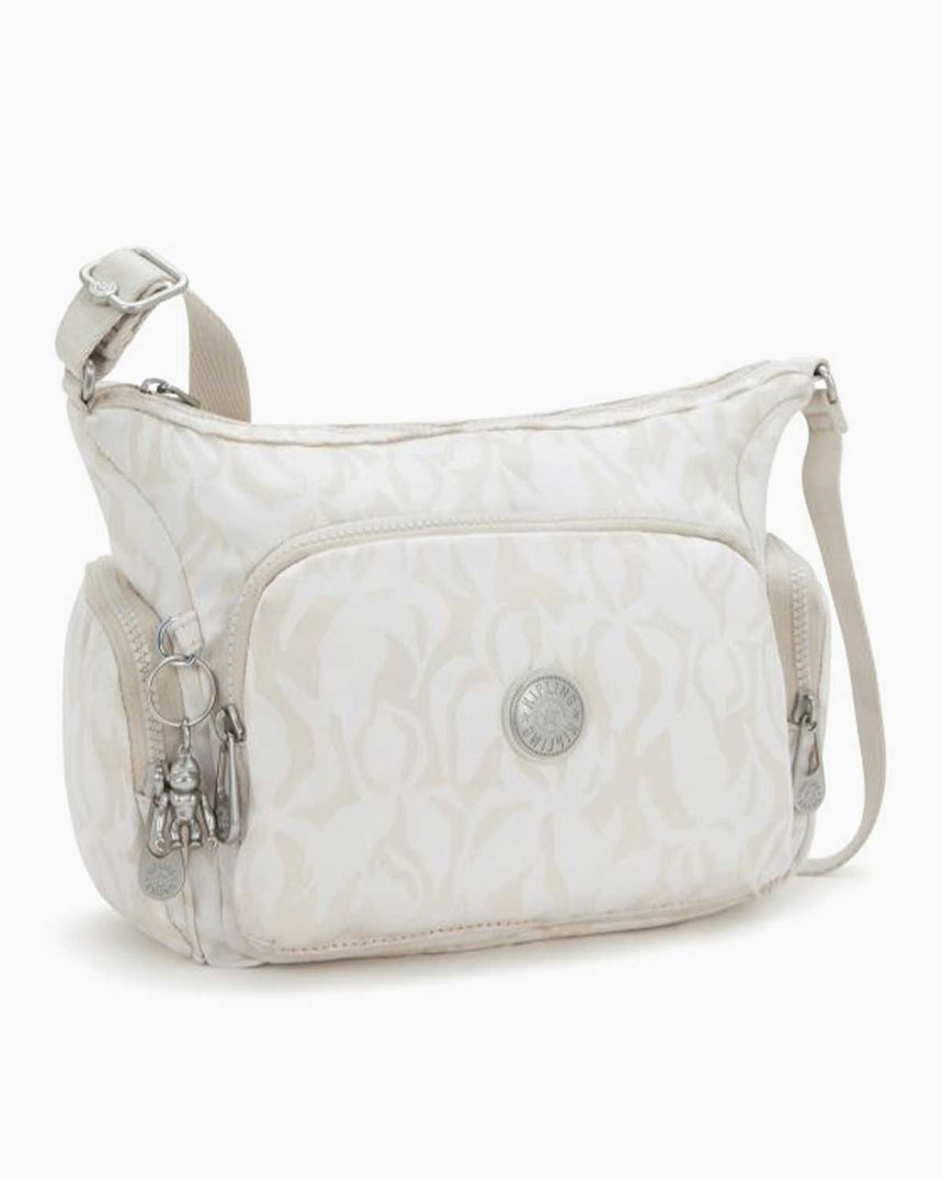 Kipling Gabbie S Elevated Jacquard Omuz Çantası Palm Beige