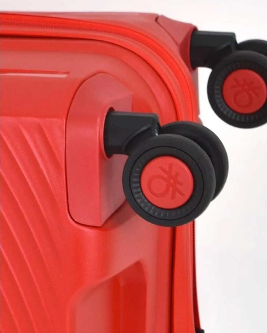 Benetton Trolley Logolu Kabin Boy Valiz Kırmızı