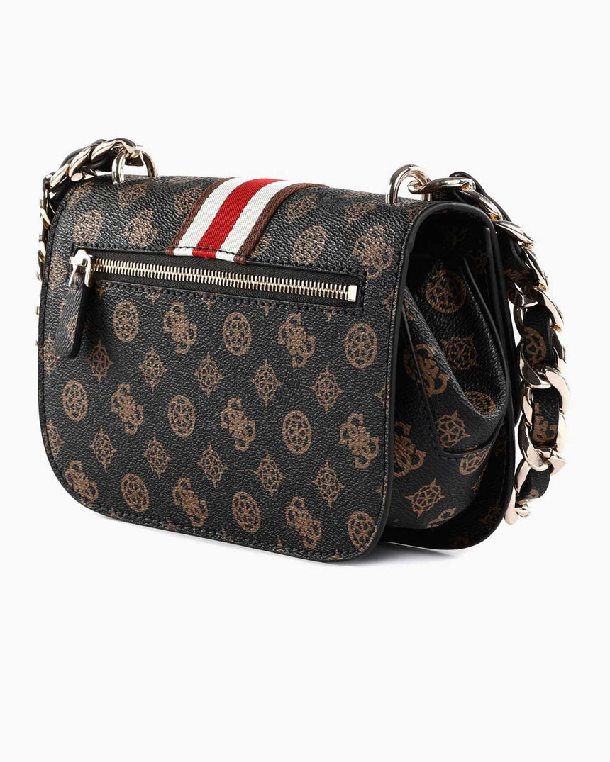 Guess Nelka Crossbody Flap Çapraz Askılı Çanta Mocha Logo