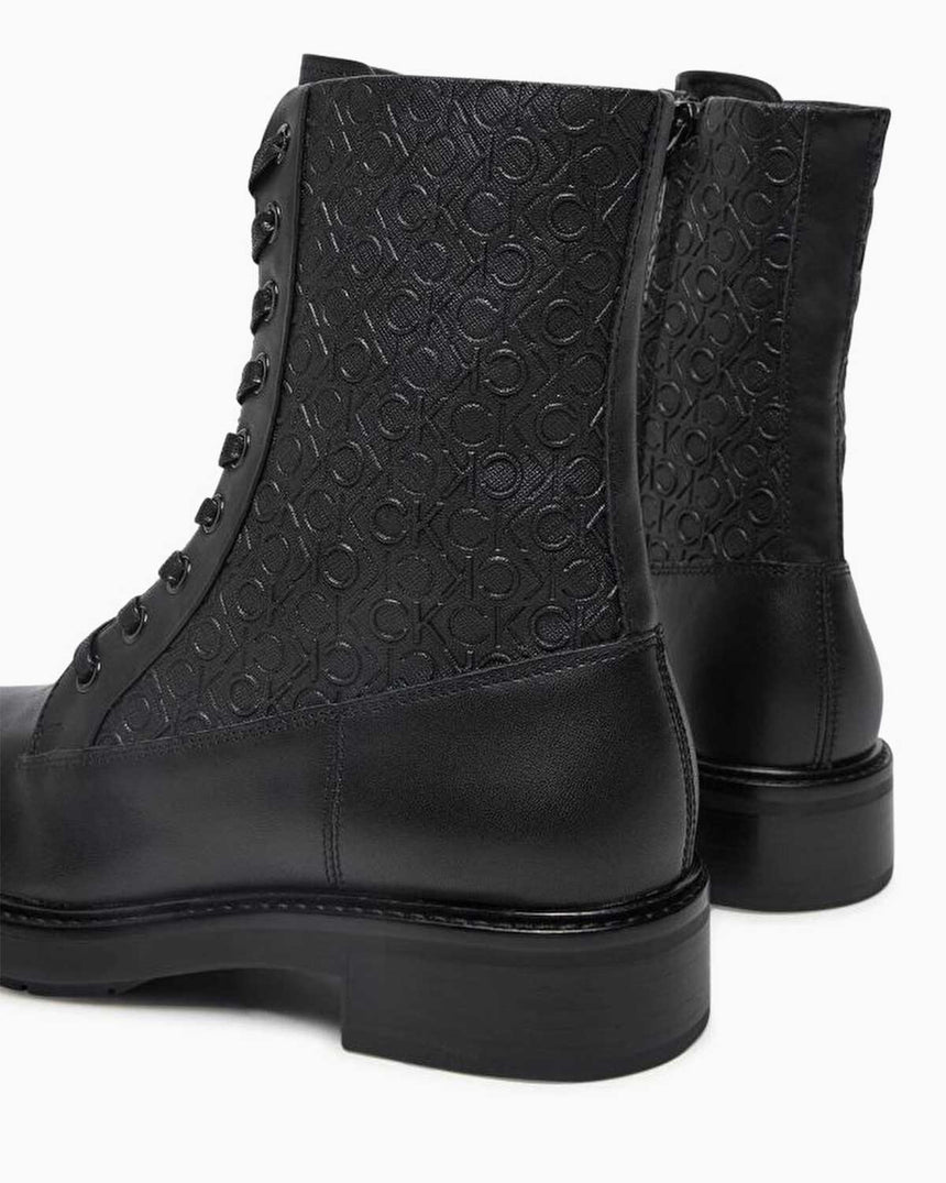 Calvin Klein Flat Combat Baskılı Low Boots CK Black