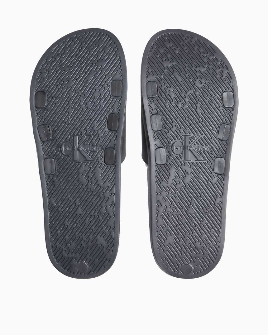 Calvin Klein Slide Rubber Neopren Monogram Slide Terlik Black/Bright White