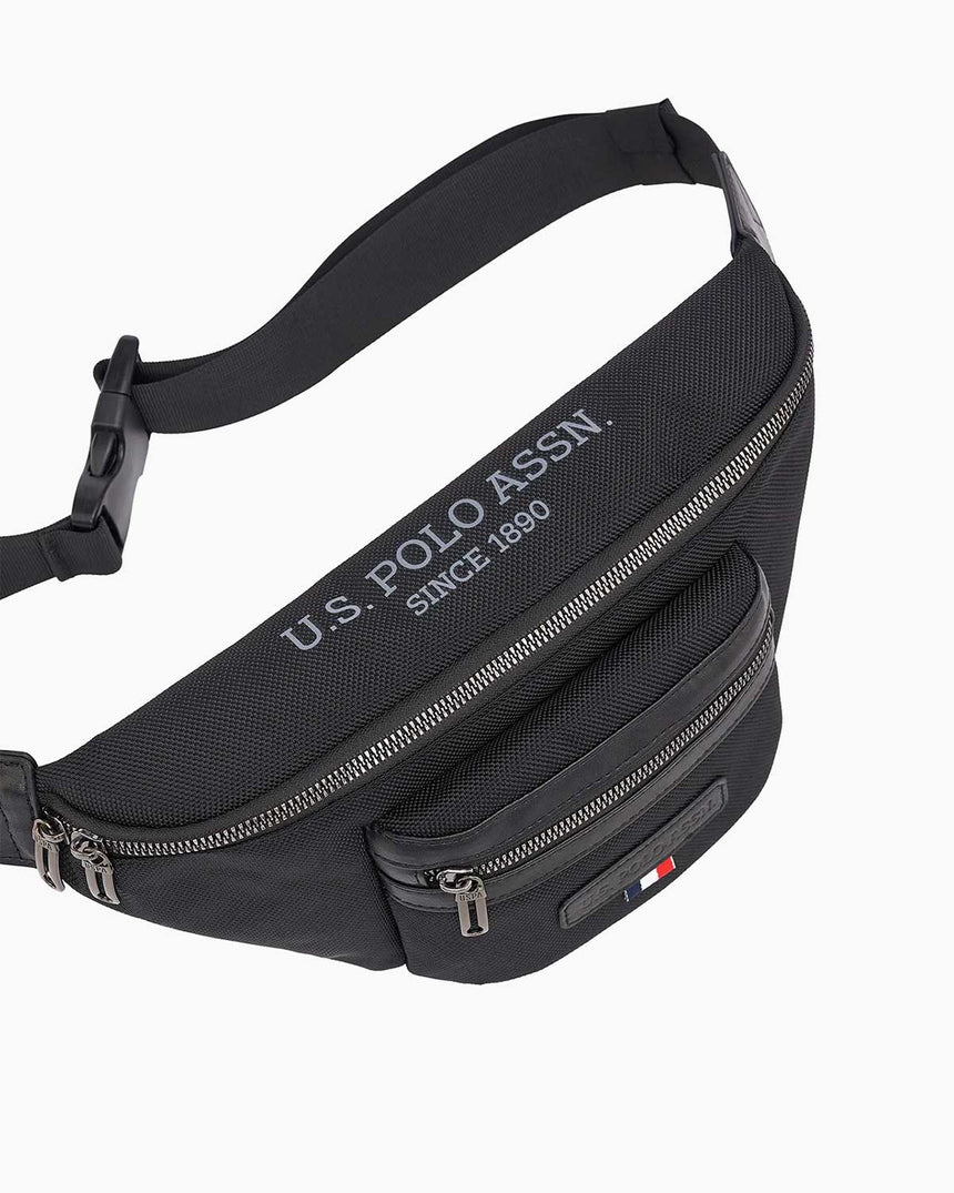 Us Polo Assn Çift Fermuar Detaylı Bel Çantası Siyah