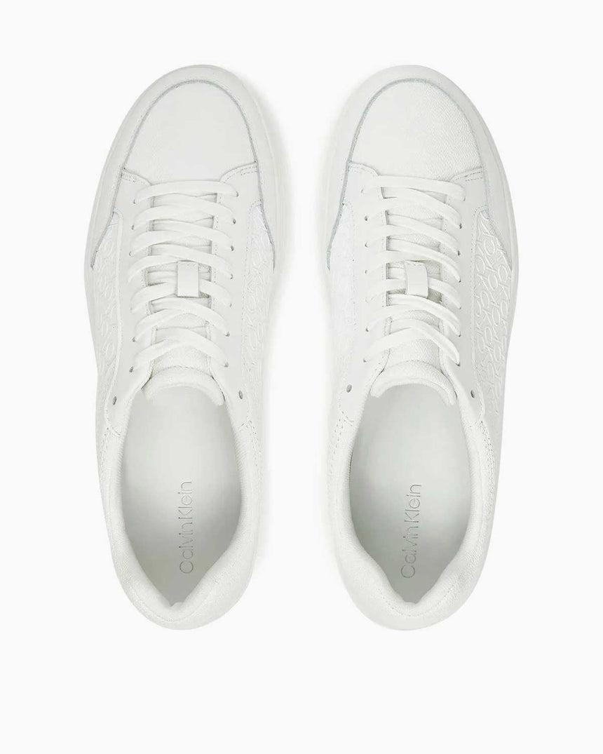 Calvin Klein Düz Taban Monogram Logo Baskılı Erkek Sneaker Triple White Allover