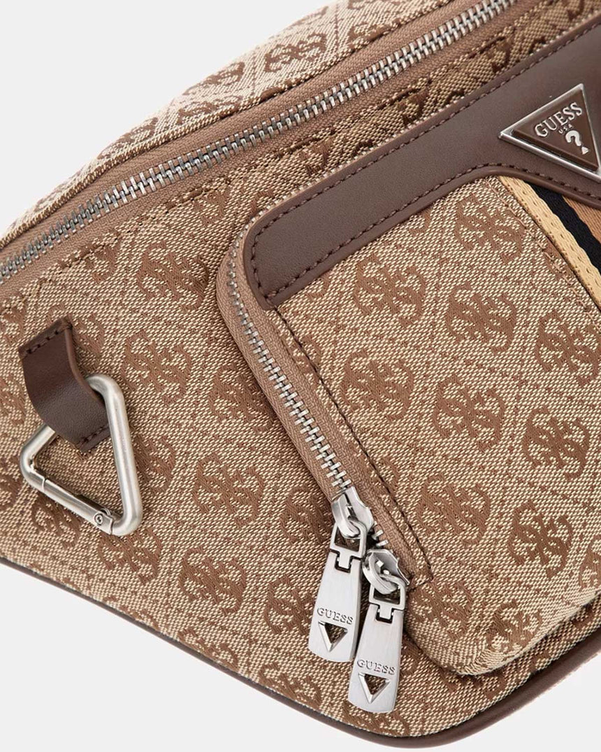 Guess Milano Maxi Monogram Bel Çantası Beige / Brown
