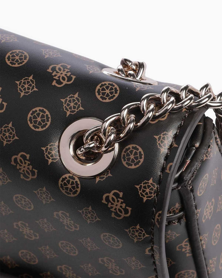 Guess Eliette Flap Logo Omuz Çantası Mocha Logo