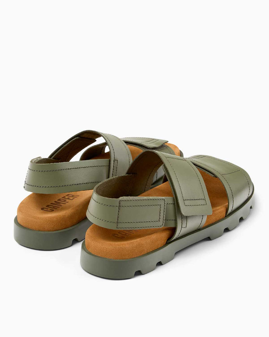 Camper Brutus Hakiki Deri Sandalet Yeşil