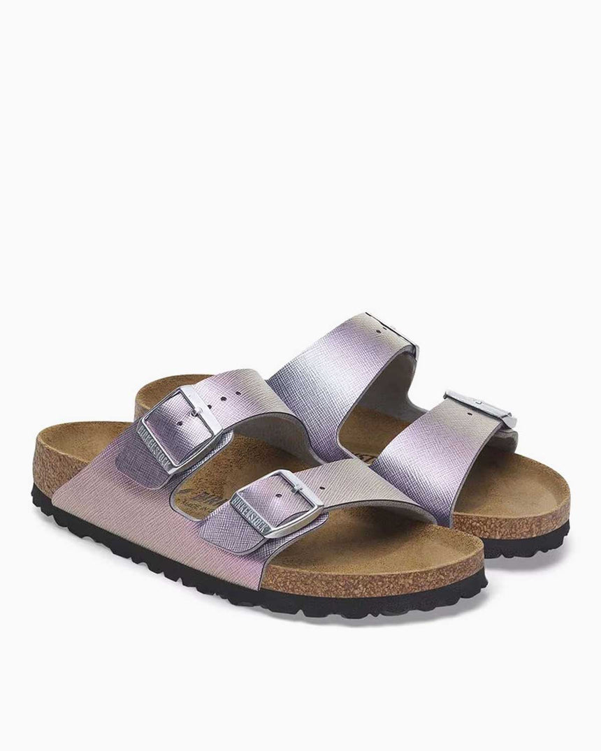 Birkenstock Arizona BF Saffiano Iridescent Çift Bantlı Kadın Terlik Viola