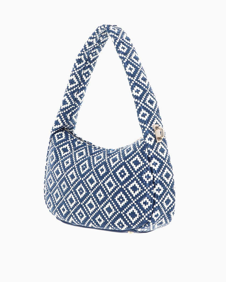 Guess Rianee Hobo Desenli Omuz Çantası Blue