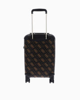 Guess Berta Travel Monogram Orta Boy Valiz Brown Logo