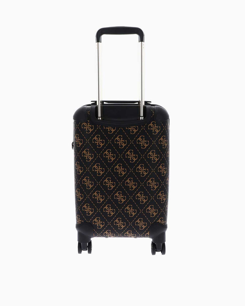 Guess Berta Travel Monogram Orta Boy Valiz Brown Logo