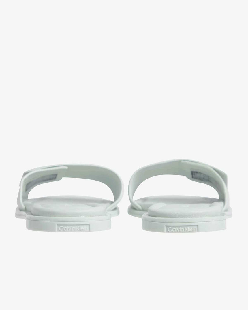 Calvin Klein Flat Slide Metal Logolu Terlik Milky Green