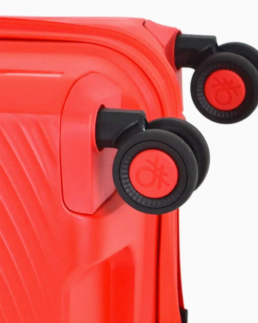 Benetton Trolley Logolu Büyük Boy Valiz Kırmızı