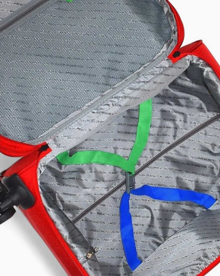 Benetton Logolu Kumaş Orta Boy Valiz Kırmızı