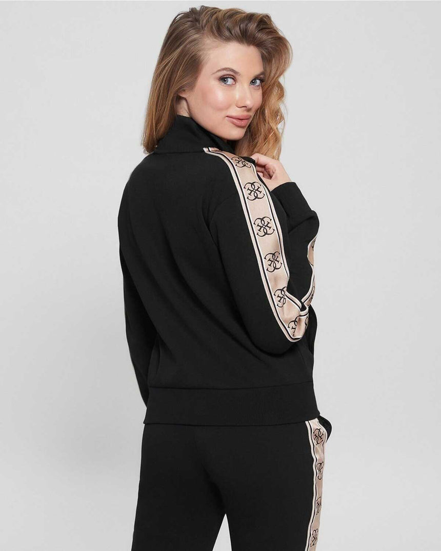 Guess Britney Logo Şeritli Fermuarlı Sweatshirt