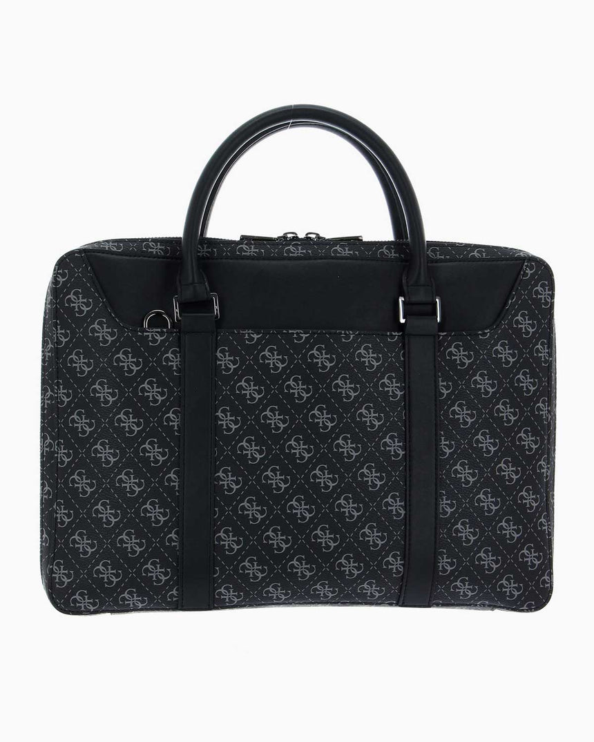 Guess Monogram Baskılı Evrak Çantası Dark Black