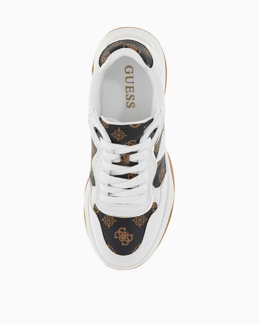 Guess Hapyy Monogram Logo Detaylı Sneaker White Brown