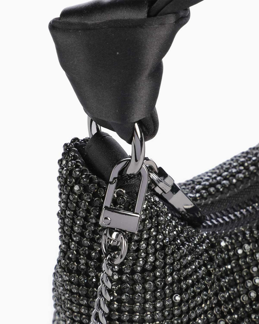 Guess Lua Mini Hobo Taşlı El Çantası Black