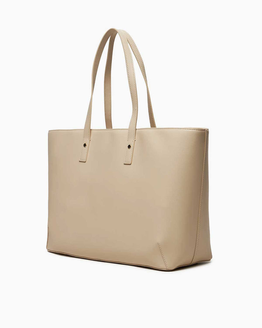 Tommy Hilfiger Chic Tote Logolu Omuz Çantası Classic Beige