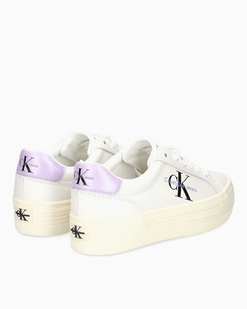 Calvin Klein Flatform Lace Up Sneakers Bright White/Pastel Lilac/Creamy