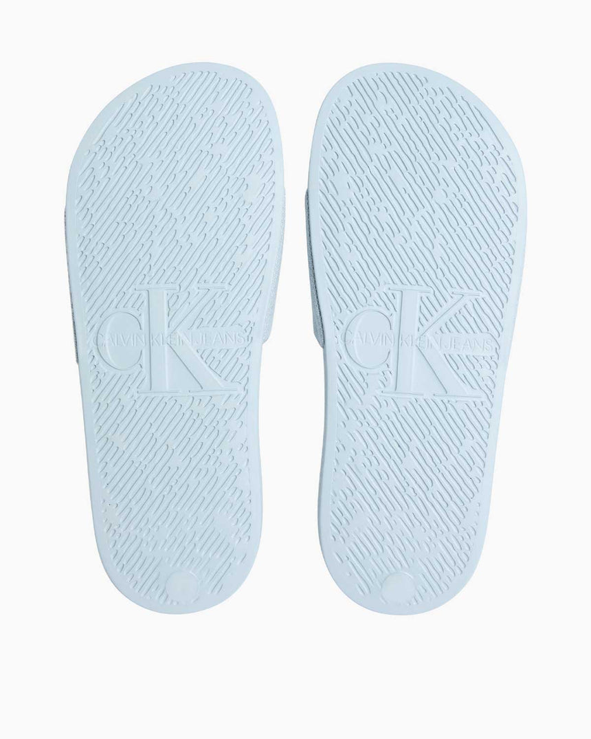 Calvin Klein Slide Monogram Flip Flops Terlik Triple Cloud Blue