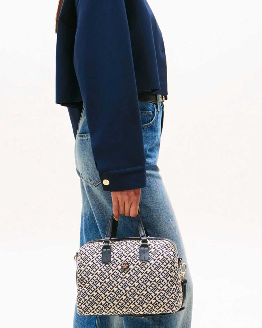 Tommy Hilfiger Jakarlı Silindir Kadın El Çantası Space Blue