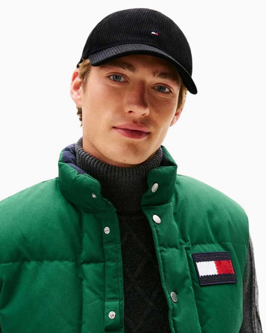 Tommy Hilfiger 6 Panelli Şerit Desenli Erkek Şapka Black