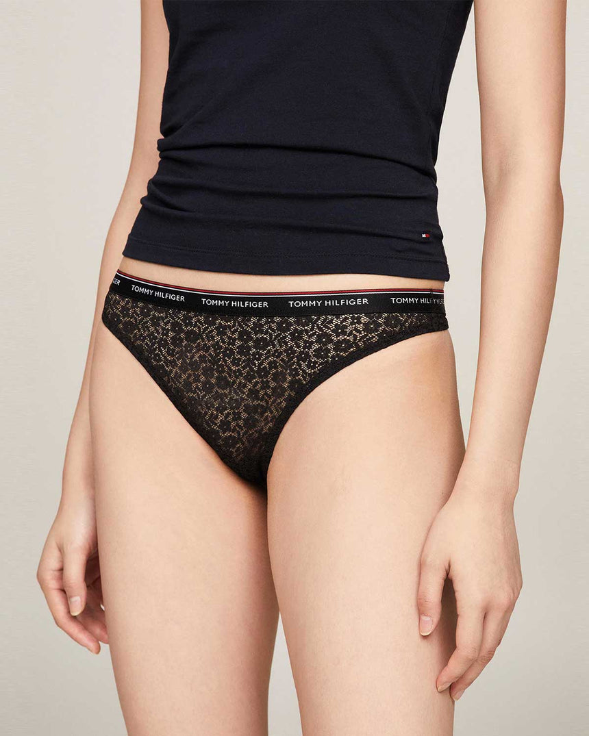 Tommy Hilfiger 3 Pack Thong Lace Külot Black/White/Light Pink