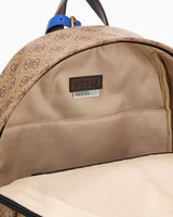 Guess Milano Compact Monogram Desenli Sırt Çantası Beige/Brown/Blue
