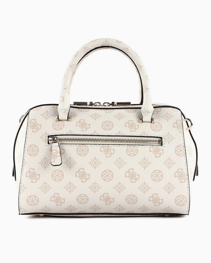 Guess Nelka Box Satchel Speedy El Çantası Cream Logo
