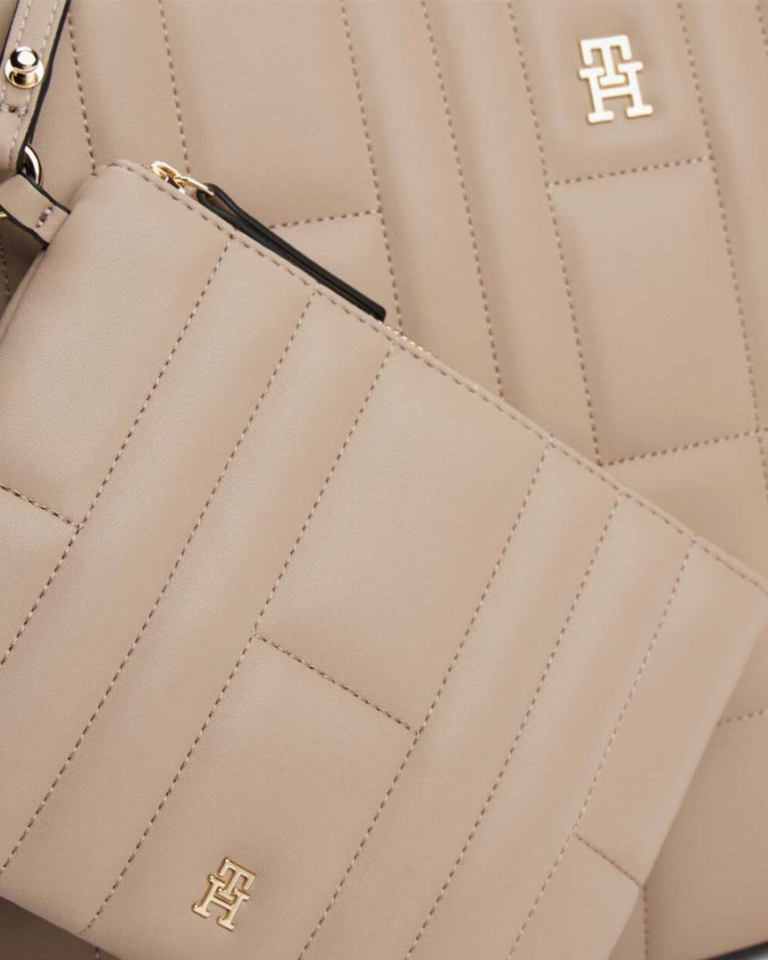 Tommy Hilfiger Feminen Kadın Tote Çanta Coastal Taupe