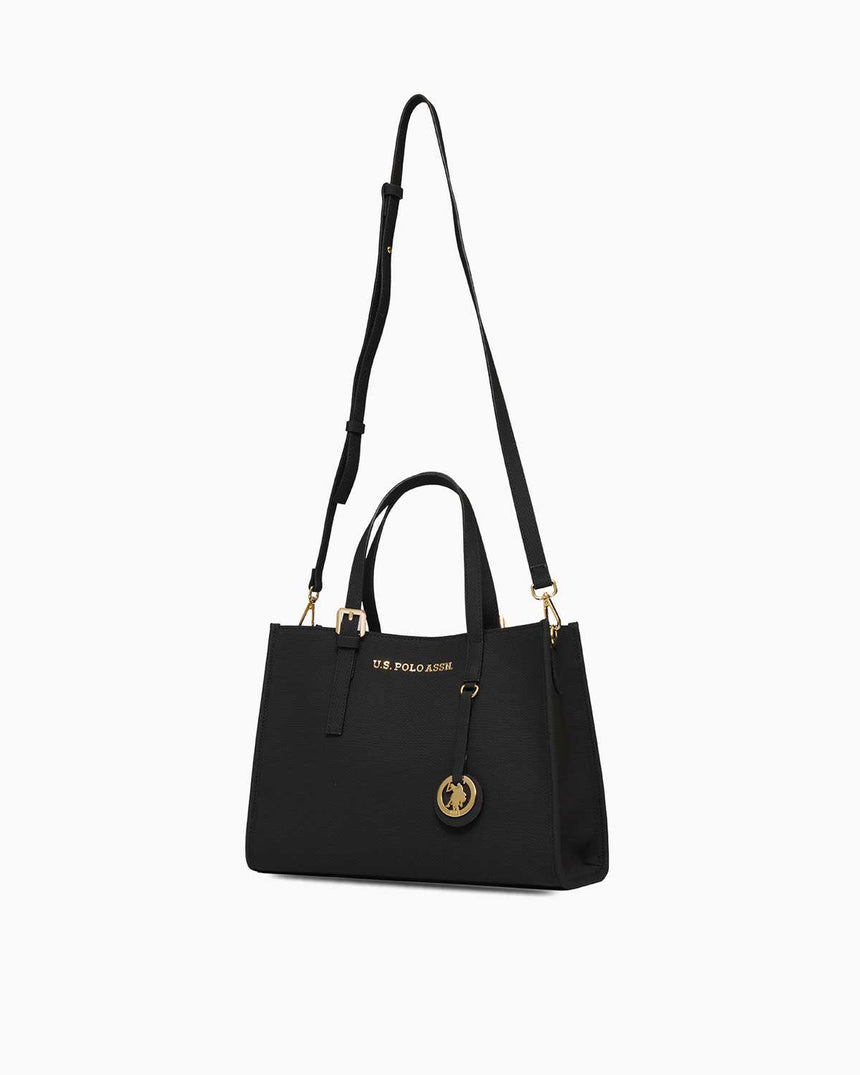 Us Polo Assn Logo Detaylı Aksesuarlı El Çantası Siyah