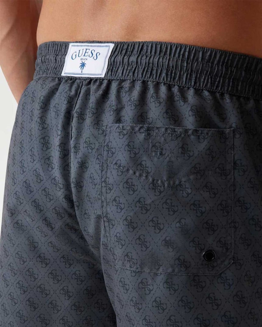 Guess Swimtrunk Medium Bottom Board Deniz Şortu Navy Embossed 4G Logo
