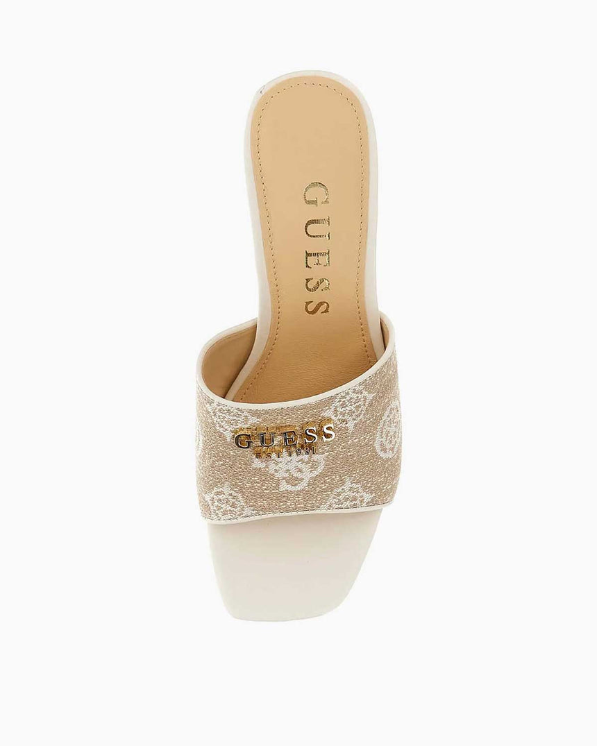 Guess Gaide Monogram Logolu Topuklu Terlik White