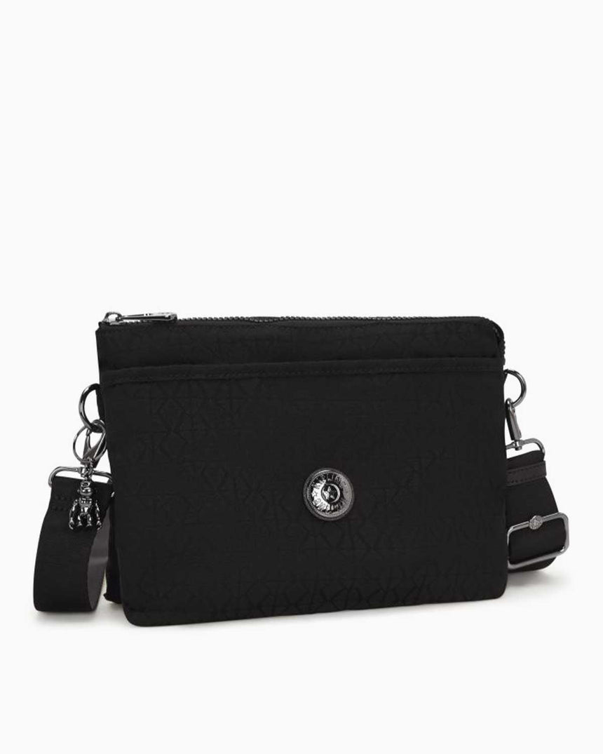 Kipling Riri  L Elevated Jacquard Kadın Omuz Çantası BLACK SIGNATURE JQ